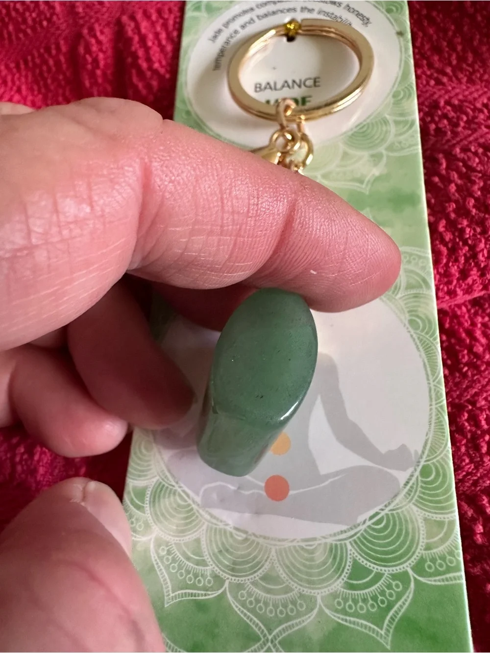Green Jade Handbag Key & Card Holder Keychain - Balance Jade
